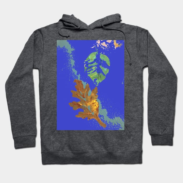 Autumn Oak Leaf on Royal Blue Hoodie by djrunnels